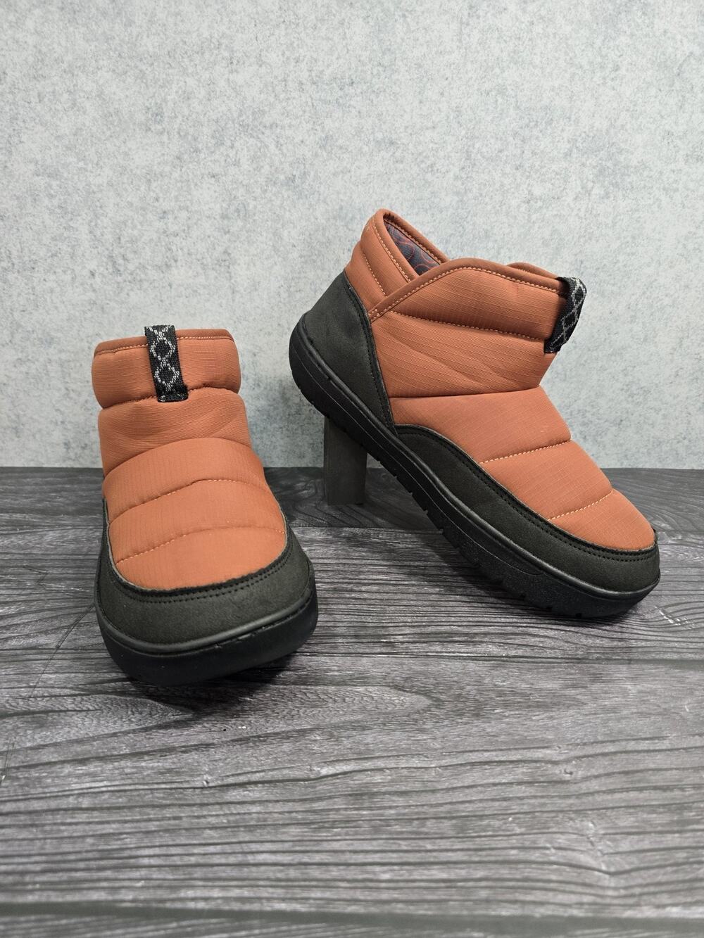 Ozark Trail Men's Boot Slipper Size 7 Rust Orange Puffer Camp Booties Excellent
